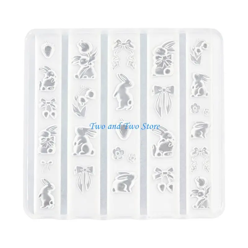 HX6F Silicone Art Mold With 3D Rabbit Strawberry Flower Design For DIY Resin Crafts
