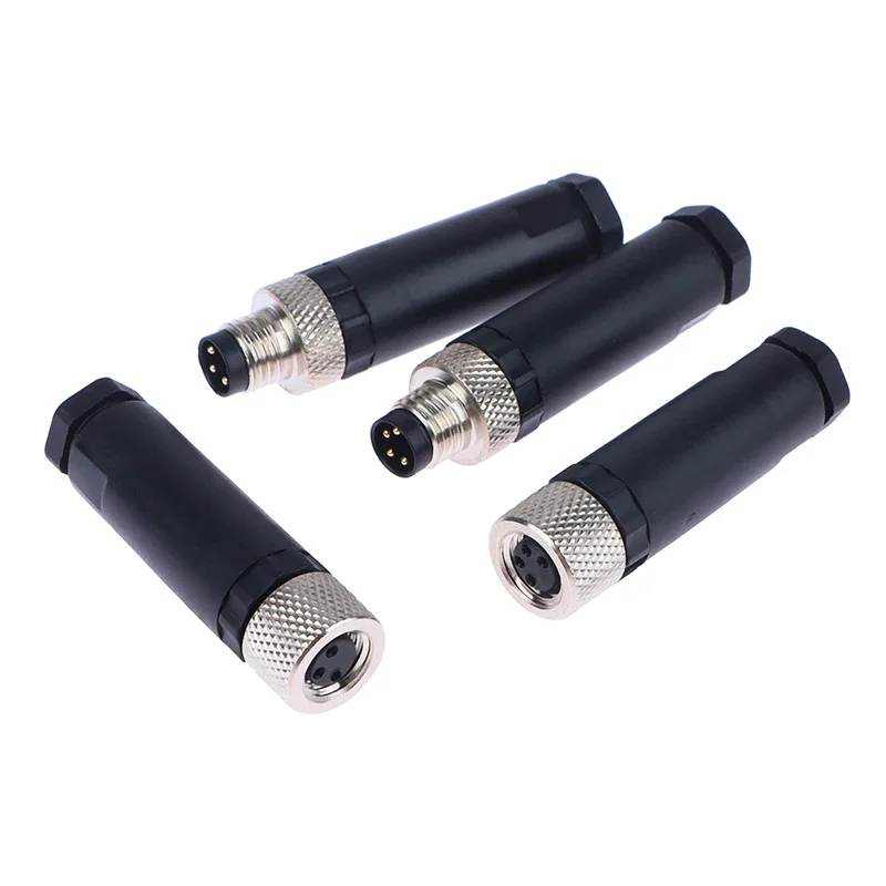 M8 Sensor Connector Waterproof Male&female Plug Screw Threaded Plug Coupling 3 4 Pin Flange Socket Back Mount