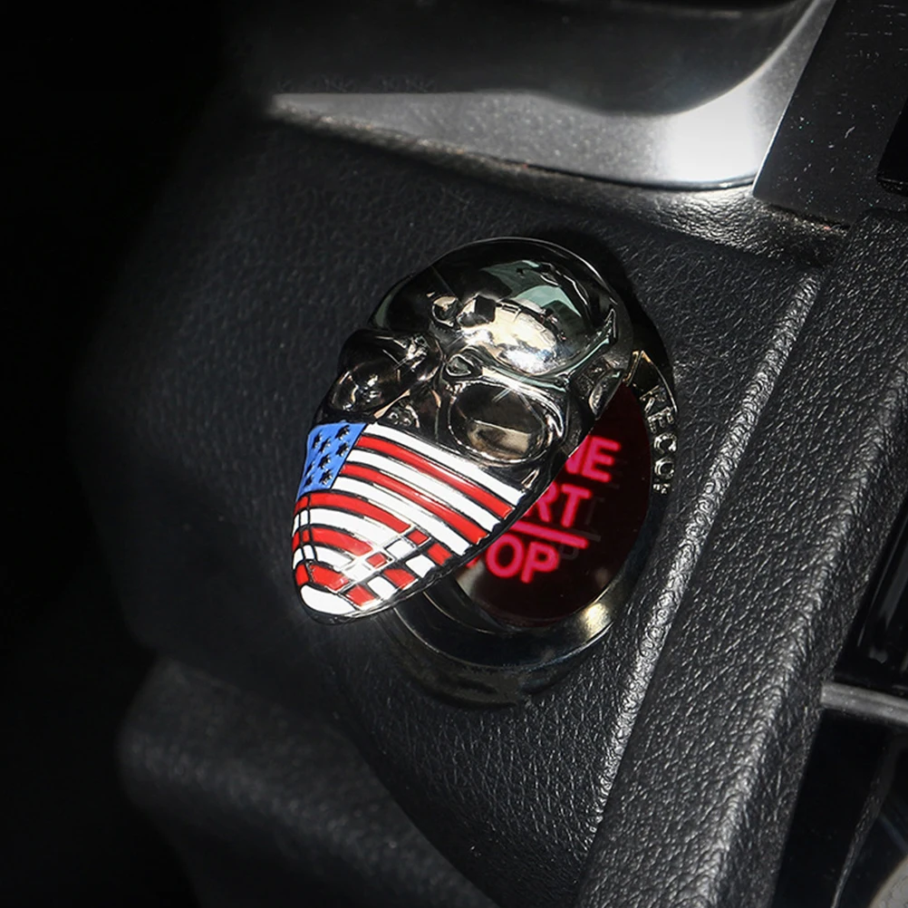 

Stylish Skull Design Car Engine Start Button Cover Durable Metal Easy Installation Universal Fit Push Start Button Cover Car