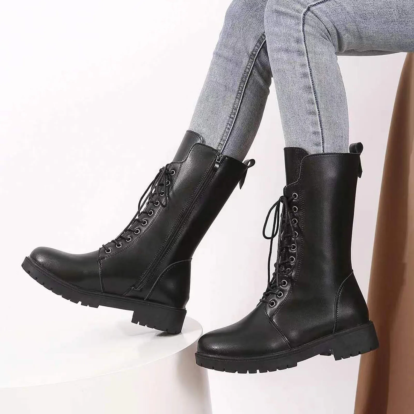 Punk Bandage Boots Women Cow Leather Shoes Keep Warm High Top Genuine Leather Boots For Women Fashion Boots Winter Snow Boots