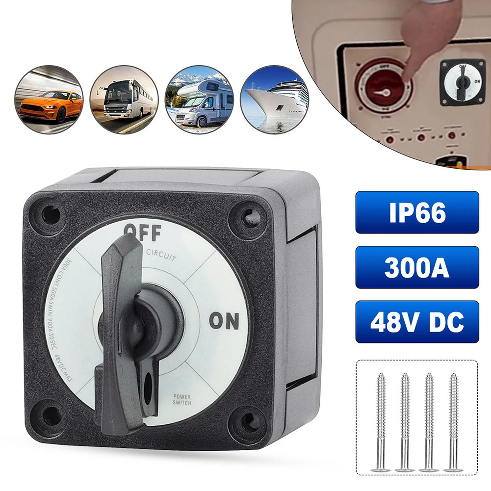 

Single Circuit Battery Switch 6005 300 Amp ON OFF for Marine Boat RV Trailer For Truck ATV UTV 48V DC Tactile Knob