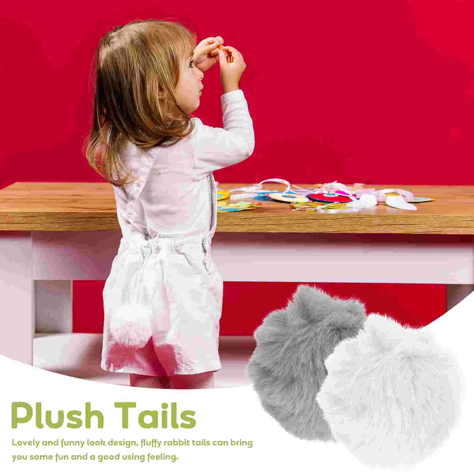 2 Stuks Konijnenstaart Voor Kostuum Konijn Pluche Bal Accessoire Staarten Miss Witte Gothic Kleding