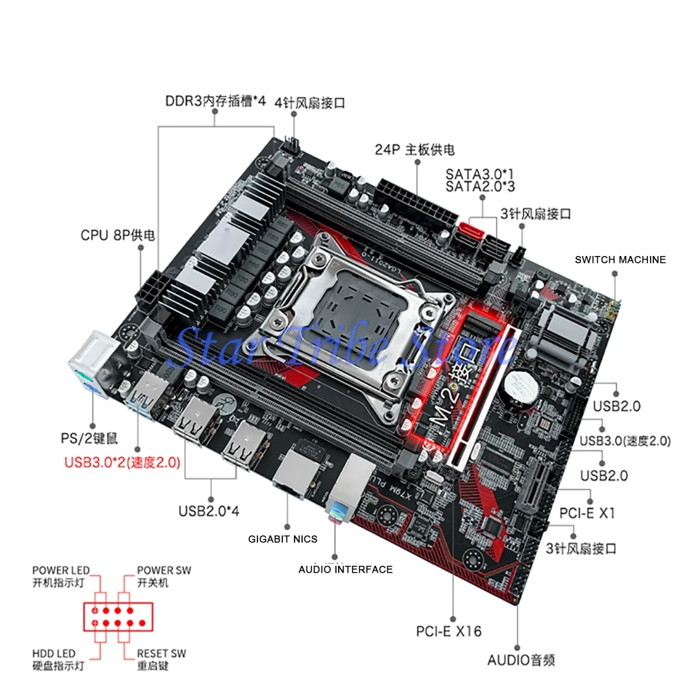 X79 X79M PLUS M-ATX LGA 2011 DDR3 128GB PCI-E 3.0 Micro ATX Motherboard