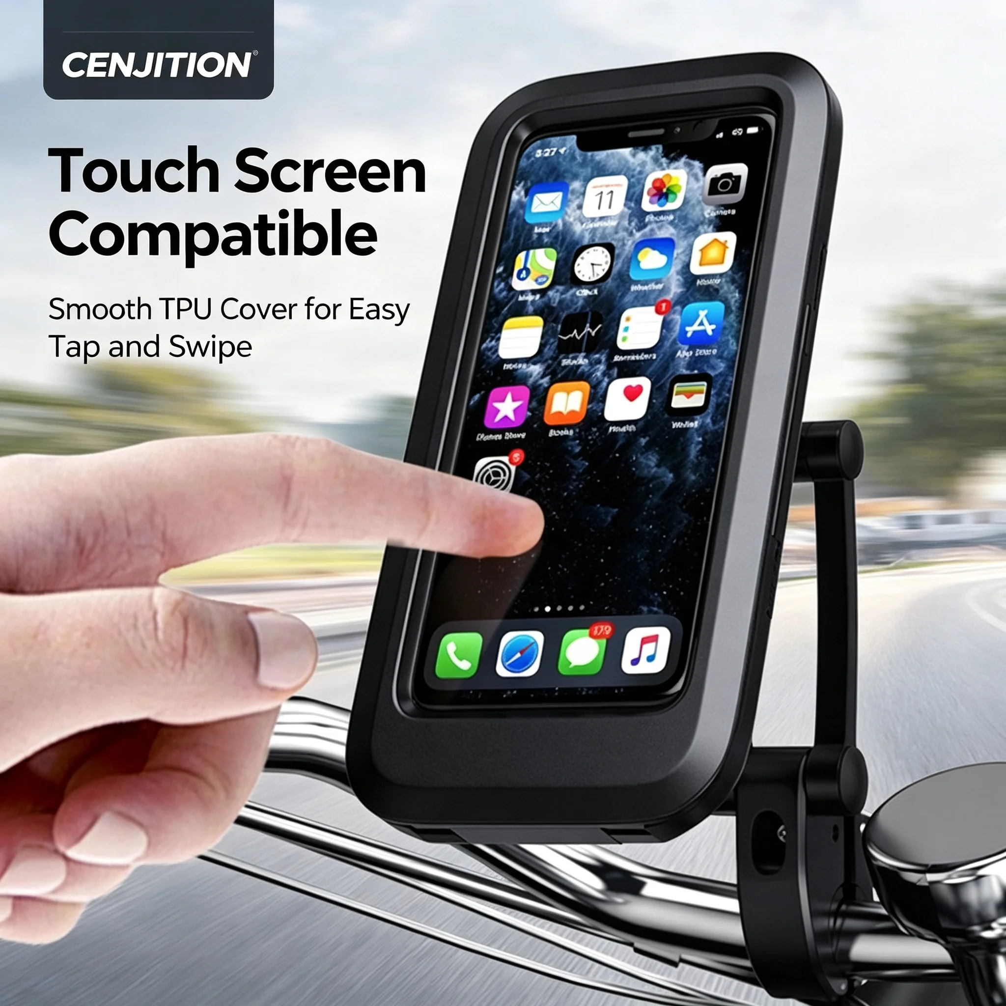 CENJITION 1 Pc Waterproof Shockproof Folding Magnetic Touch Screen Mobile Phone Bracket for Motorcycle Bicycle Navigation