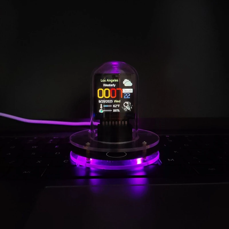 ●RGB Nixie Tube Clock Smart WIFI Networked LED Light-Emitting IPS Color Screen DIY Analog Digital Tube Night Light