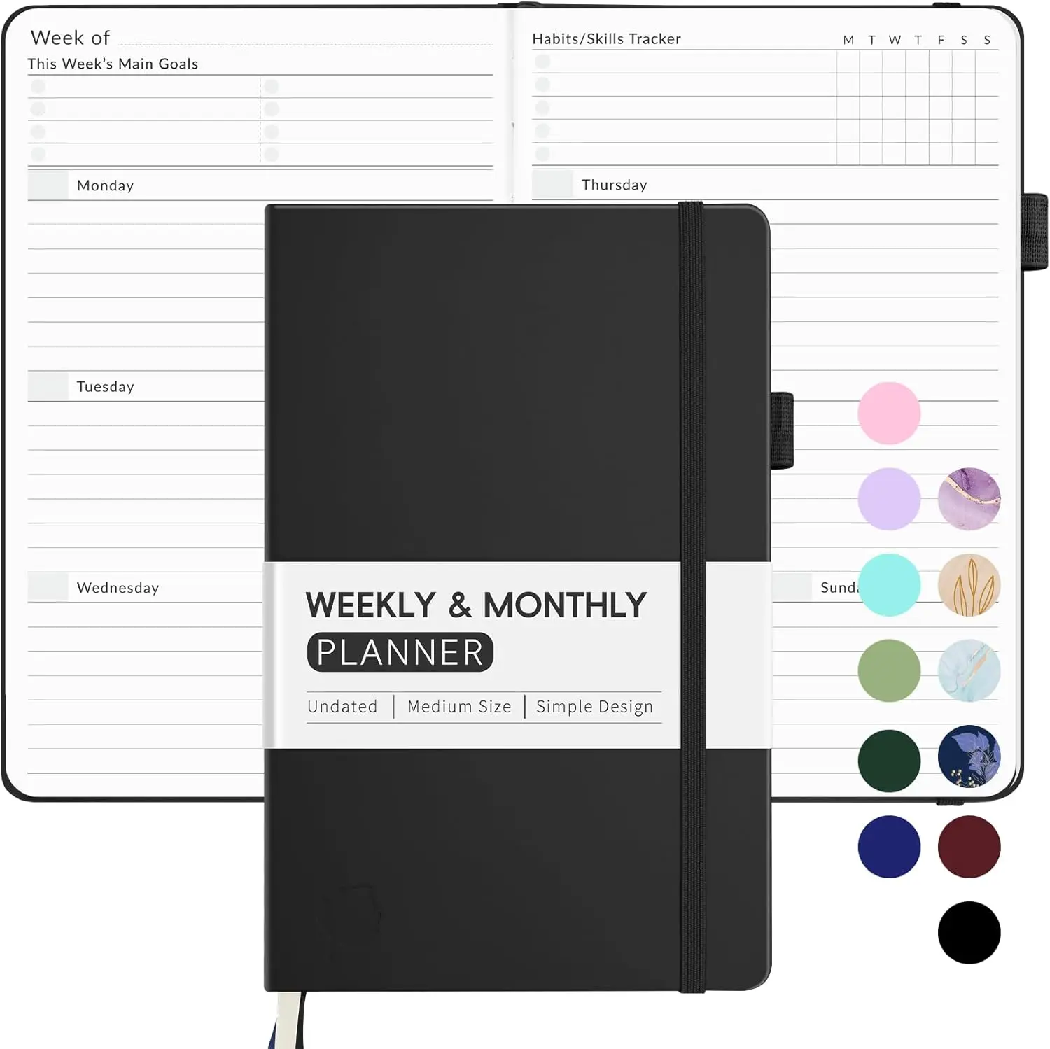 

Undated Weekly Planner 2026, Simplified Monthly & Weekly Calendar, A5 Cute Daily Organizer for Goal Tracking & Tasks, Start