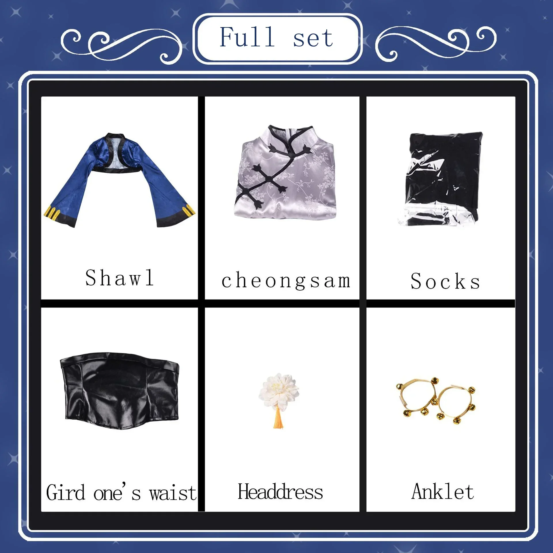 Black Butler Ciel Phantomhive Cosplay Costume Japanese Anime Carnival Party Uniform Blue Cat Cheongsam