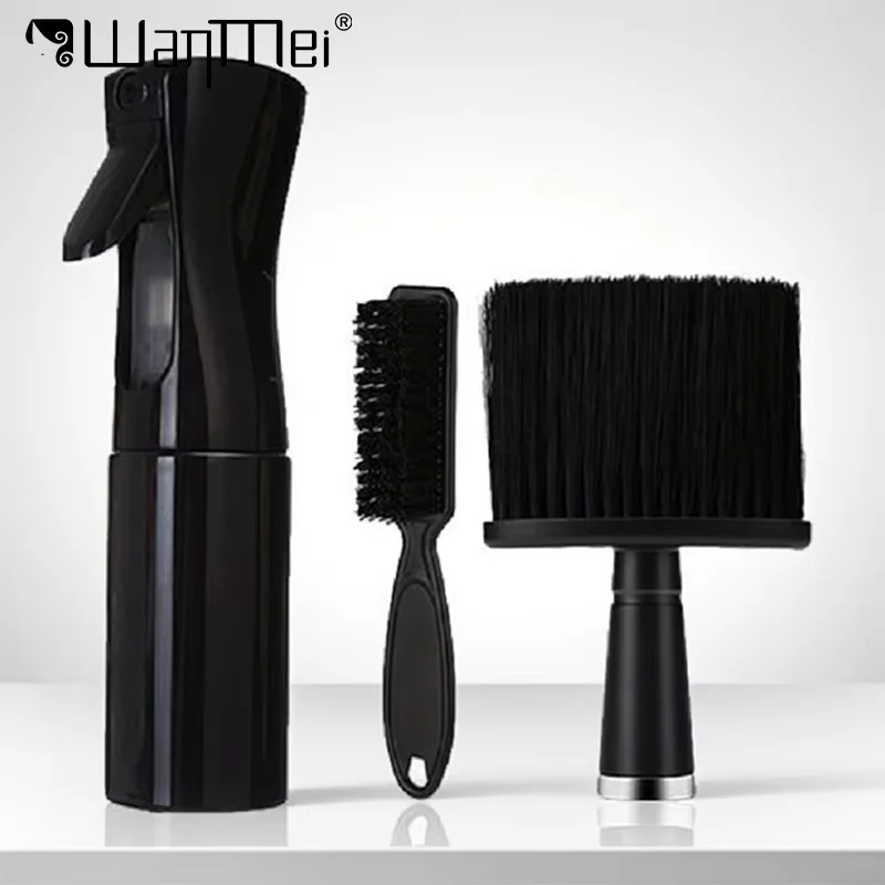 3 unids/set Kit de corte de pelo cepillo de afeitar para Barba plumero para el cuello con botella pulverizadora de agua portátil accesorios de peinado para Barba salón