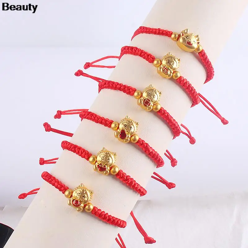 2024 Dragon Year Lucky Red Rope Braided Bracelets Zodiac Dragon Attracts Fortune Bracelets Handmade Fashion Jewelry Gifts