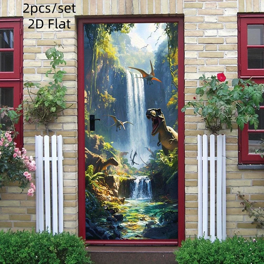 2pcs Jurassic World Dinosaur Wall Stickers 2D Living Room Children's Room Bedroom Decoration Stickers Waterproof Self Adhesive R