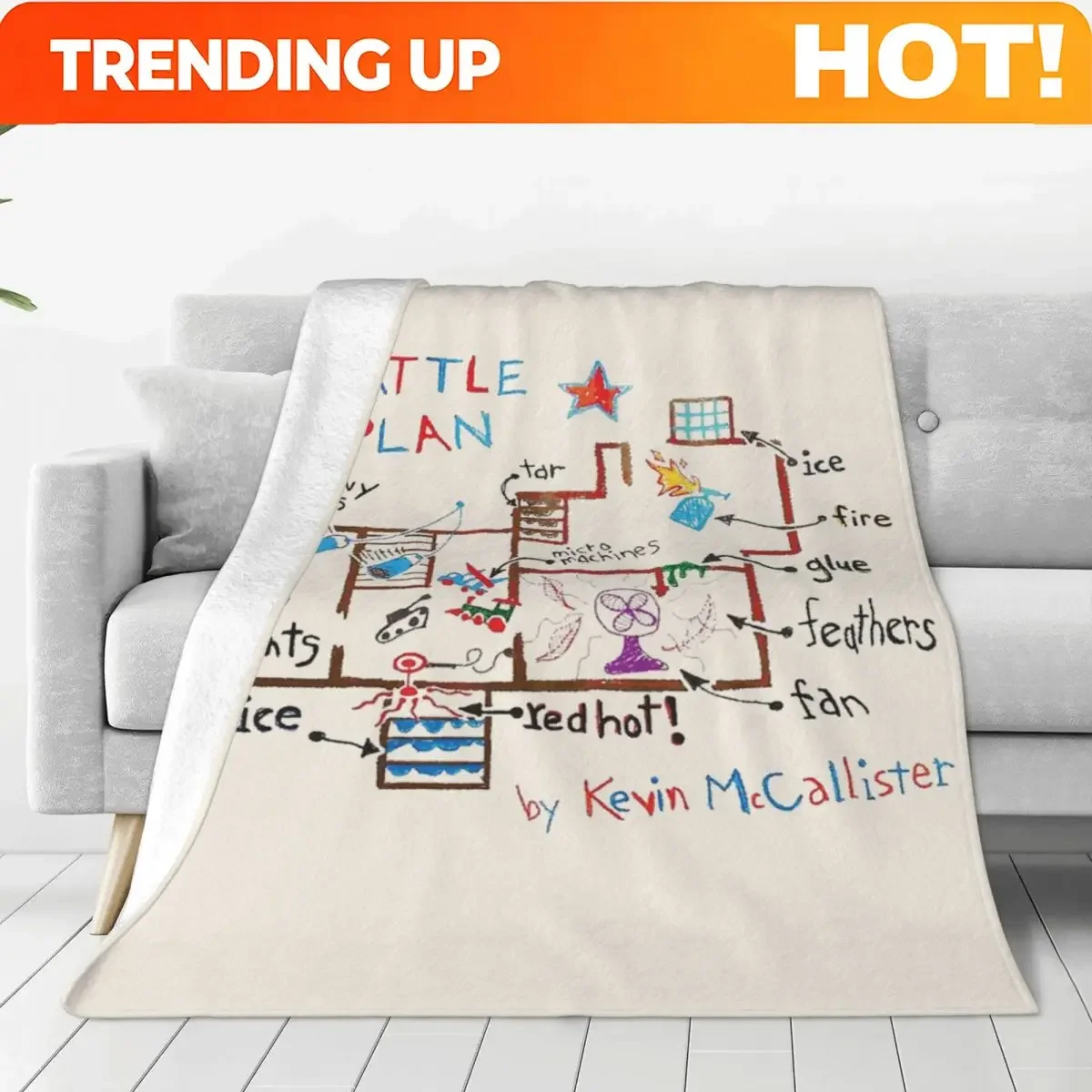 Customization Home Alone Movie Battle Plan Blanket Fleece All Season Multi-function Ultra-Soft Throw Blankets For Sofa Car Bedsp