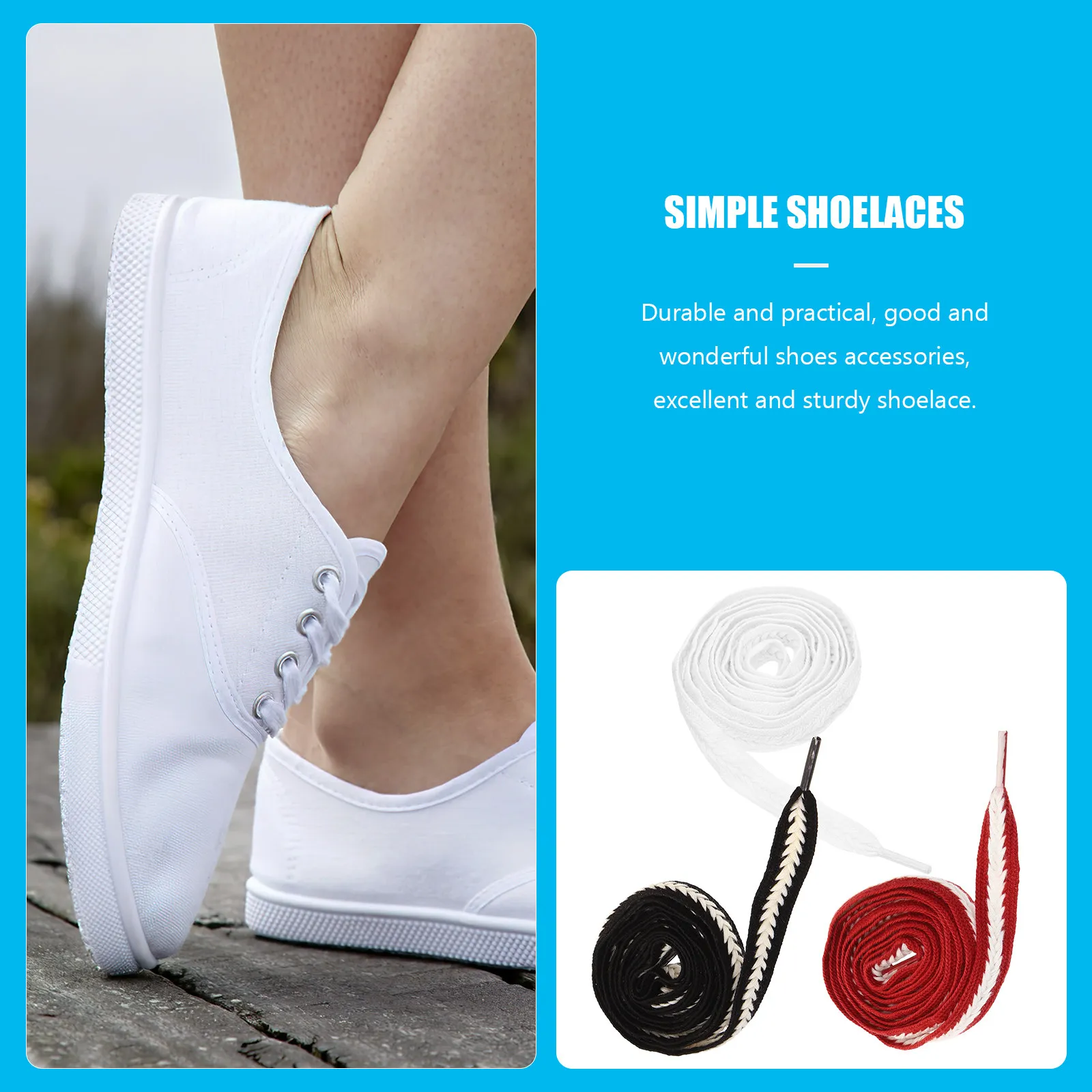 

3Pairs Shoelaces High Density Wheat Weave Wide Shoe Lace Replacement for Sneakers Trainers Outdoor Casual Shoes