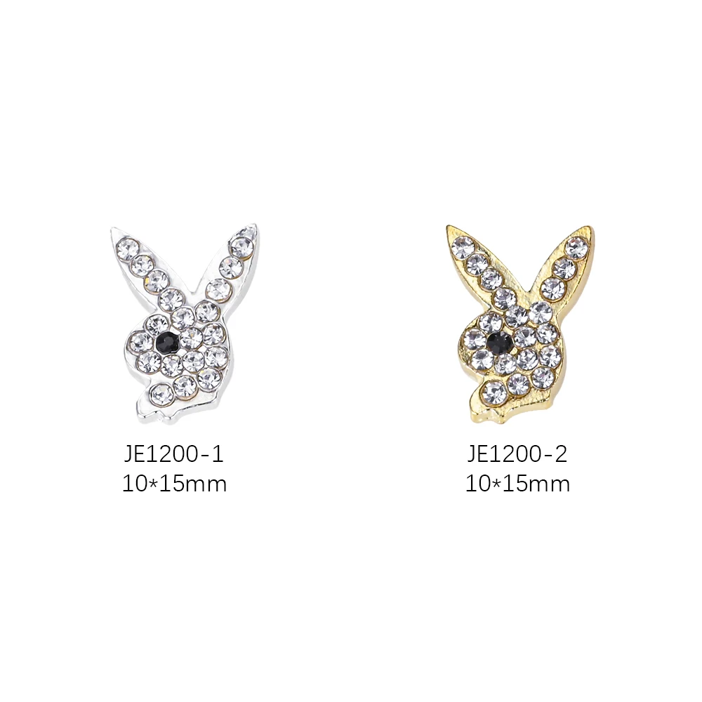 Luxury Nail Charms Gold Alloy Bunny Glitter Diamond Rhinestone Crystal for DIY Jewelry Manicure Nail Art Decorations Accessories