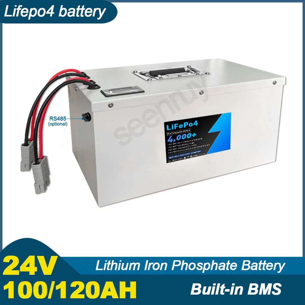 24v 100ah 120ah lifepo4 mit Ladegerät optional rs485 Lithium-Eisenphosphat-Batterie perfekt für Sensor geräte ev Roboter agv