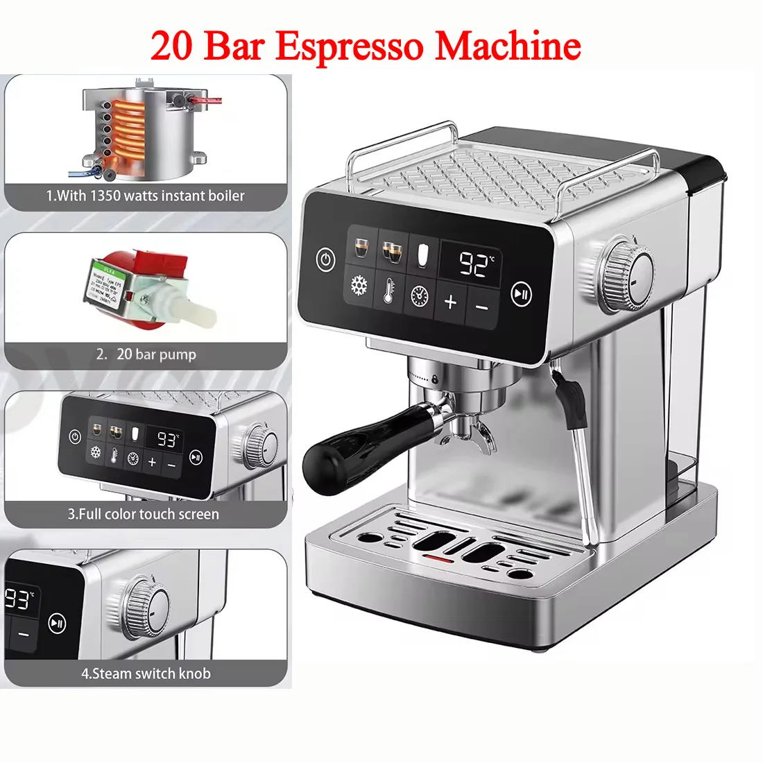 

CAFOVO E2 1350W Professional 20 Bar Espresso Machine with PID and Cold Brew for Home Baristas 58mm Portafilter Coffee Maker 220V