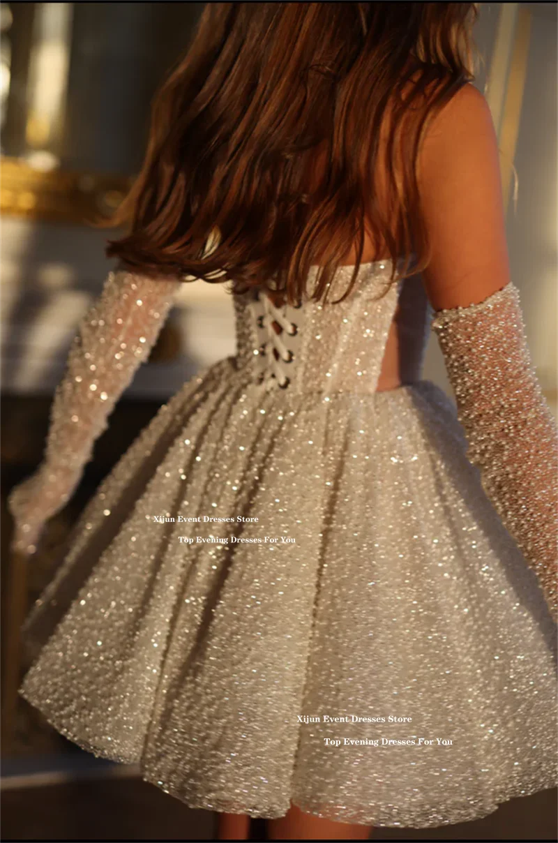 Xijun-Robe de Mariée Courte à Paillettes Personnalisée, Tenue de Bal Formelle, de Cocktail, d'Anniversaire