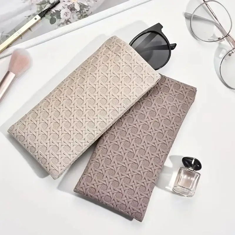 Bolsa para gafas minimalista, elegante y moderna, textura tejida, caja de almacenamiento portátil para gafas de sol, lápiz labial duradero, bolsa de almacenamiento para auriculares