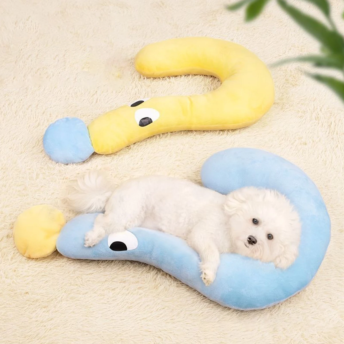 Almohada para mascotas para todas las estaciones, cama suave para perros, almohada para gatos, cama para perros Mutifunción para mascotas de peluche, divertido signo de interrogación, juguete para cachorros, cama para gatos