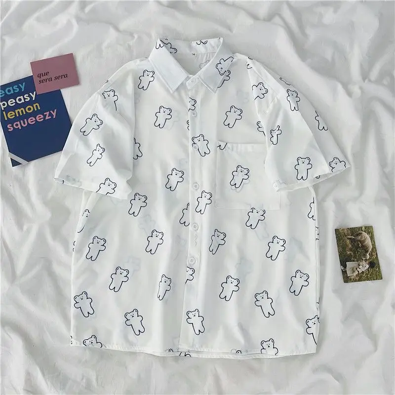 Camisa holgada de manga corta para chica, camisa versátil de estilo coreano, estilo Hong Kong, retro, ins, talla grande, 200 libras