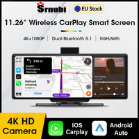 11.26 inch 4K Car DVR Dash Video Recorder Wireless Carplay & Android Auto Navigation Rearview Camera Dual Lens FM AUX Monitor