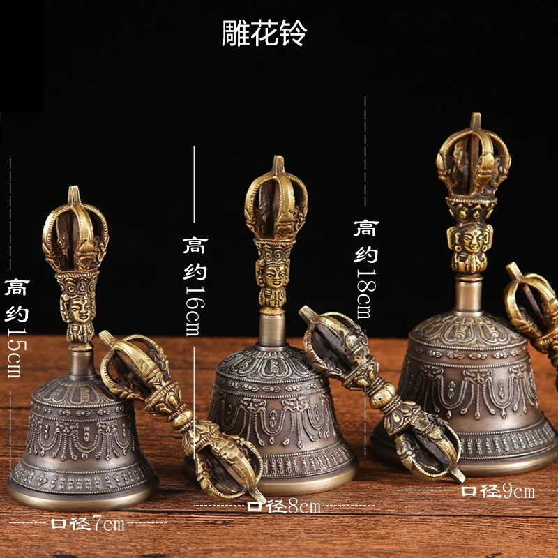 

Nepal imported five strand carved diamond bell pestle pure copper bell with clear sound and long echo. It is a high-quality