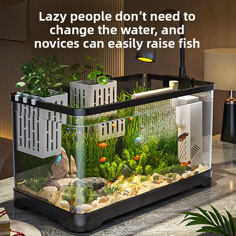Acuario Todo en Uno 2026 con Sistema de Oxígeno, Pecera Pequeña para Sala de Estar con Paisaje Completo, Acuario para Peces Dorados