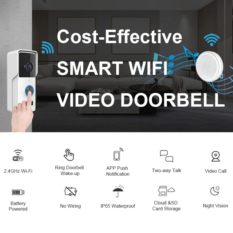 Tuya Doorbell Camera Wifi Waterproof Outdoor Wireless Doorbell Video Intercom Digital Door Peepholes Smart Home Ring Door Bell view 2