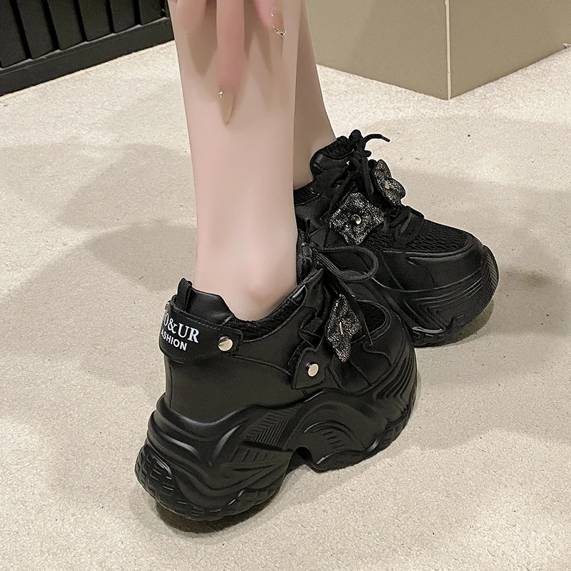 Cuculus High Flat Platform 11cm Height Increasing Casual Shoes Woman Spring New Hidden Wedge Sneakers Female Vulcanize Shoes