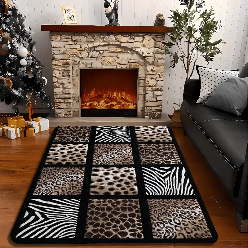 Zebra‑Leopard Printed Rug, Retro Decor for Entryway, Bedroom, Living‑Room & Indoor Home Use