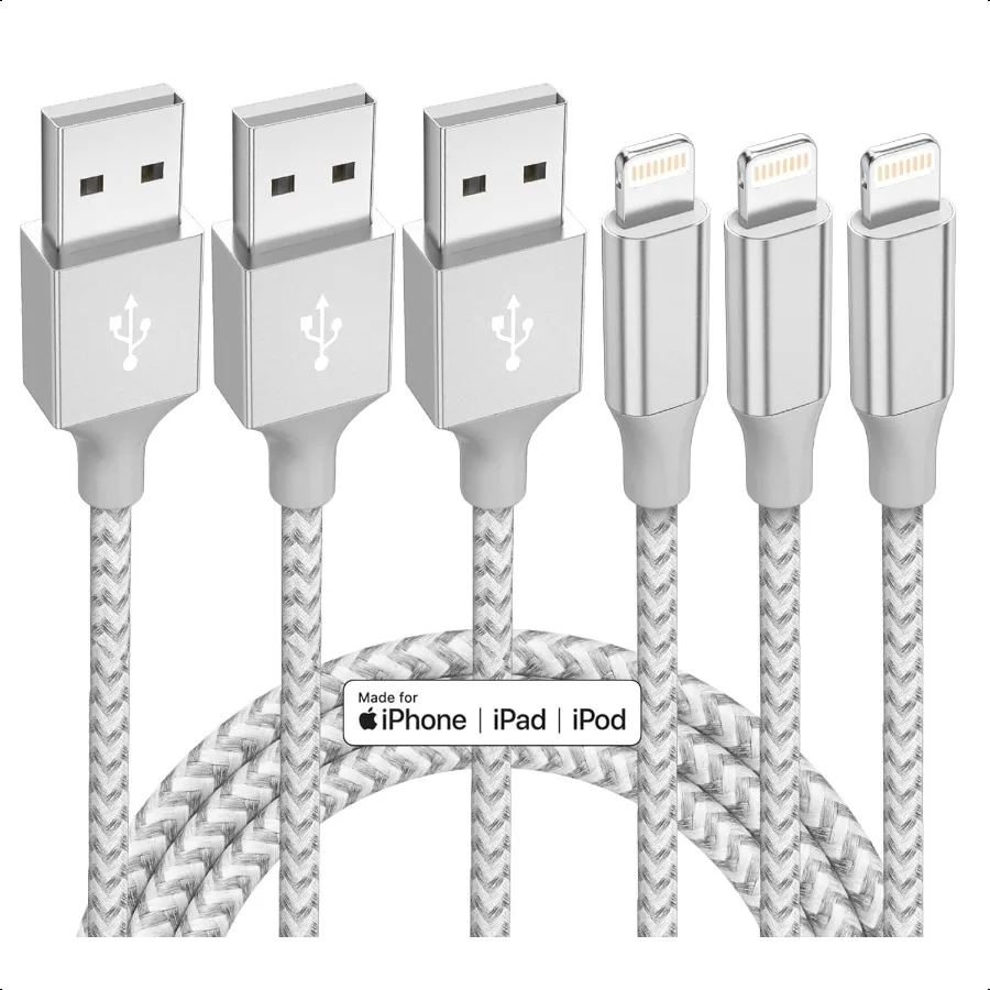 

iPhone Charger 3 Pack 10 ft Apple MFi Certified Lightning Nylon Braided Cable Fast Charging Cord Compatible with iPhone 13 12 1