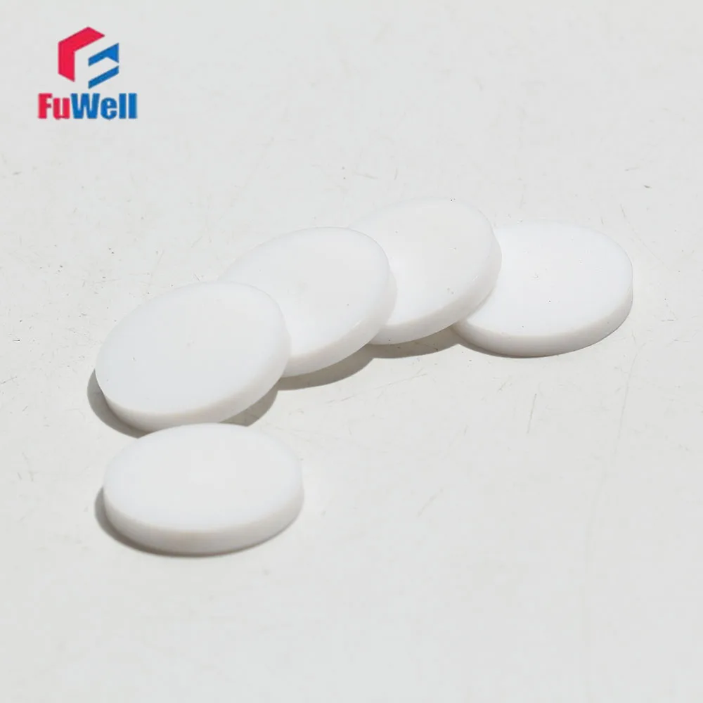 Fuwell 2 قطعة PTFE القرص الصلب Polytetrafluoroethylene حشية مستديرة مقاومة للتآكل قرص بلاستيكي لوحة قطر 50x6 مللي متر ~ 100x10 مللي متر
