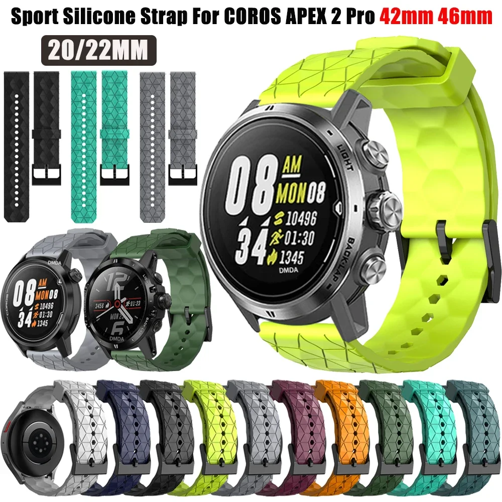 20mm 22mm Silicone Straps Band For COROS APEX 2 Pro PACE 2 Smart Watchband 42mm 46mm Breathable Wristband Replace Bracelet Belt