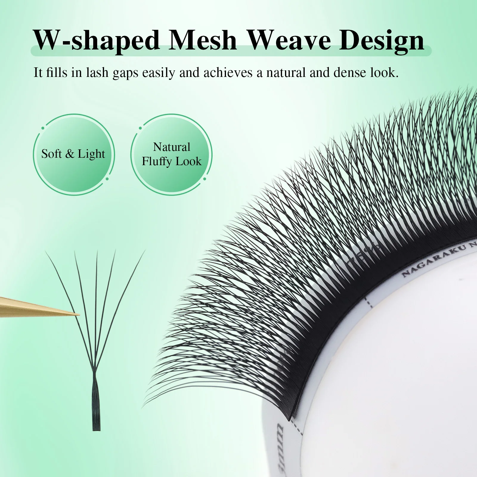NAGARAKU V-Form Schmale 5D W Wimpernverlängerung Natürlich Weich Kleiner Fächer Flauschiger Look Mesh Volumen Vorgefertigte Wimpern – Detail 5