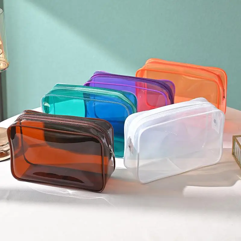 PVC Transparent Travel Storage Bag Waterproof Durable Clear Organizer for Cosmetics Toiletries Office Small Items