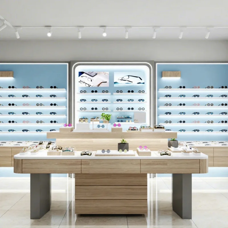 custom.Customized Optical Interior Design Eyewear Display Cabinet 3D Planning Display Showcase Furniture Solutions