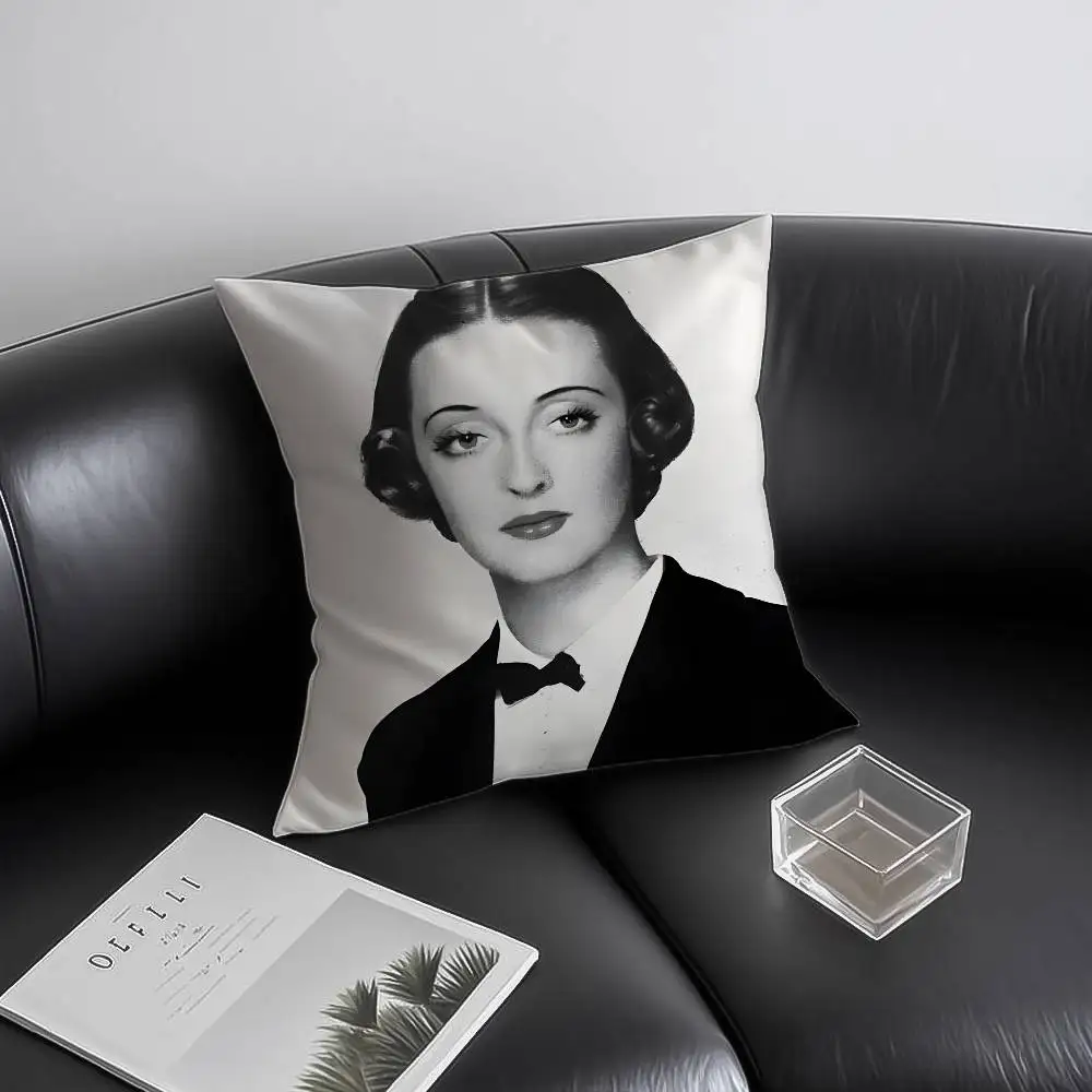 B-Bette D-Davis الممثلة كيس وسادة مكافحة الغبار المخدة غير مرئية سستة حريري قصير أفخم غطاء وسادة أريكة #5