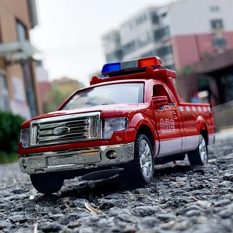 1:32 Legering Pull Back Model Rescue Trailer Auto's Diecasts & Toy Vehicles Speelgoed Diecast Legering Model Auto Collectible