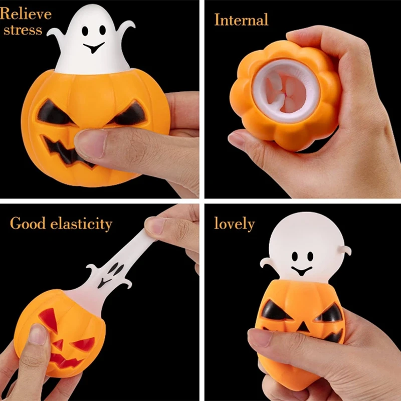 Pumpkin Ghost Decompression Toy Squeeze Bouncy Ball Toys Halloween Party Decorations DIY Home