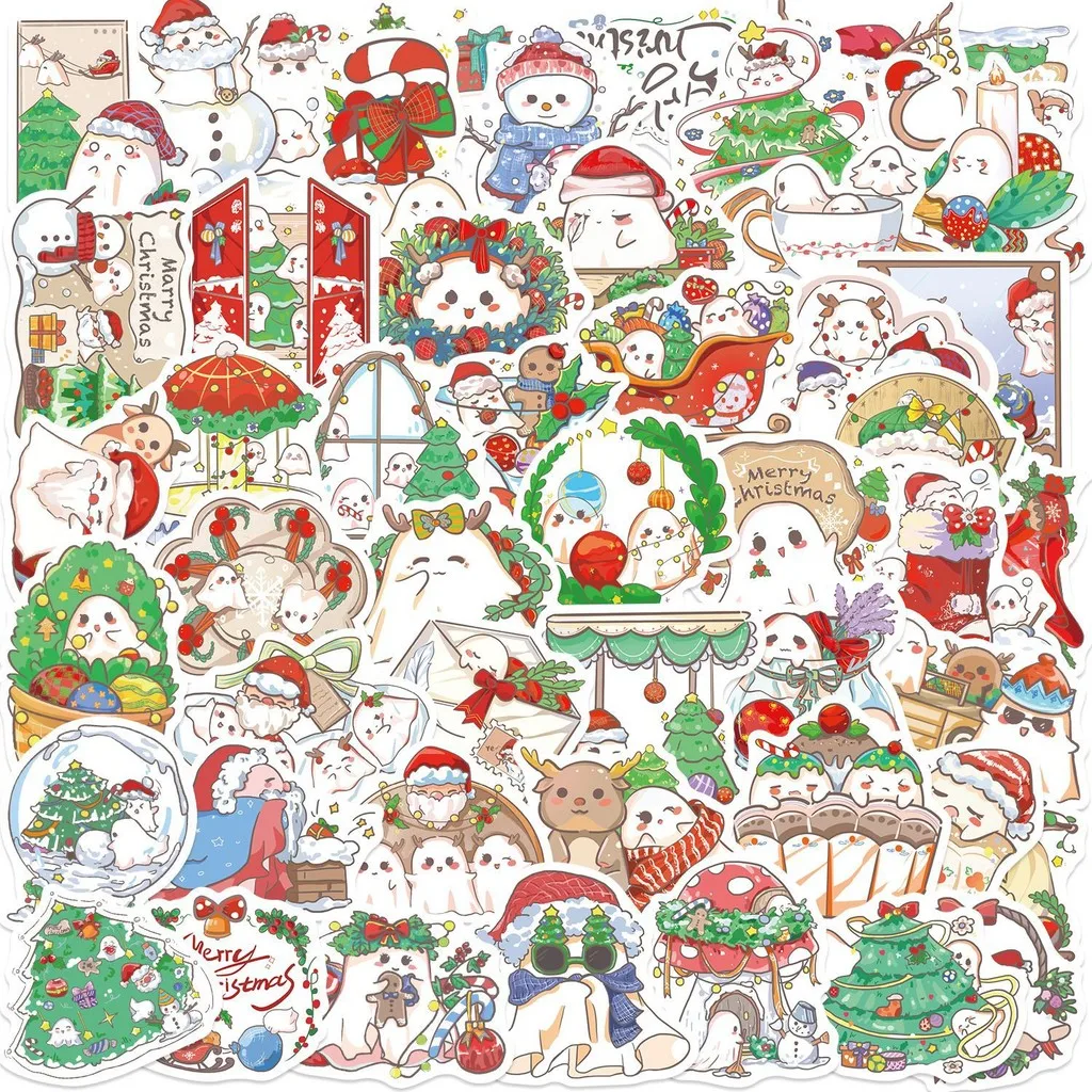 50 Stück Cartoon-Weihnachtsgeist-Graffiti-Aufkleber – wasserfeste DIY-Dekoration für Gitarre, Notebook und GepäckaufnahmenYourLife Store