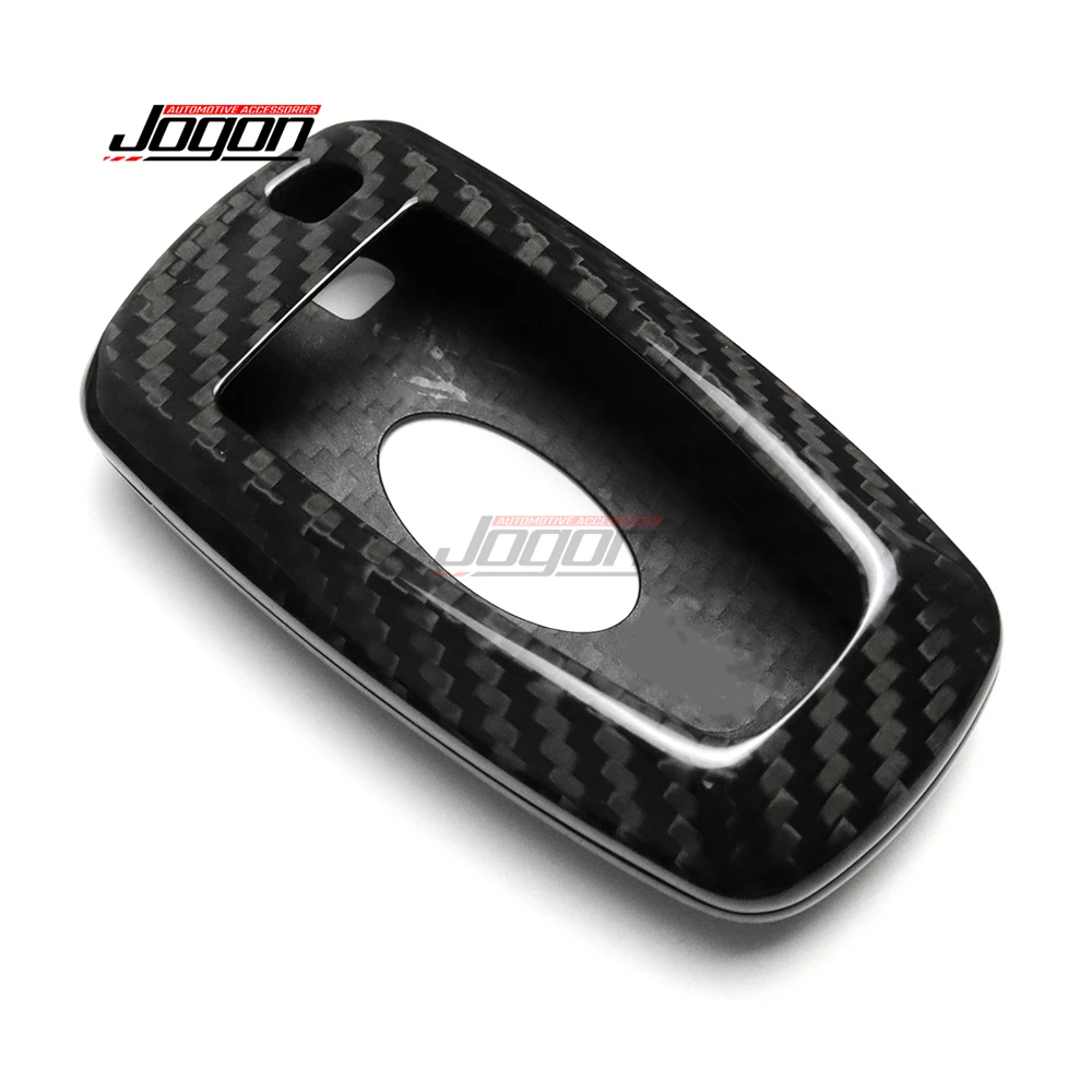 Carbon Fiber Exterior Car Key Fob Cover Key Case 5-Button Remote Smart Key Case Holder Trim For Ford Mustang Ecosport 2021-2024