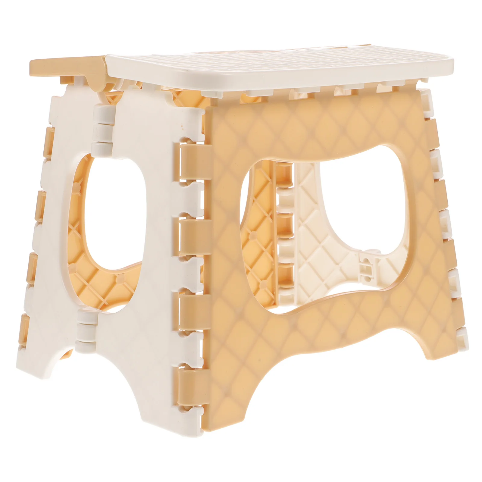 مقعد بلاستيكي كبير قابل للطي باللون البيج قابل للطي ومحمول للحمام مع مقبض وسطح غير قابل للانزلاق وسهل الحمل #6