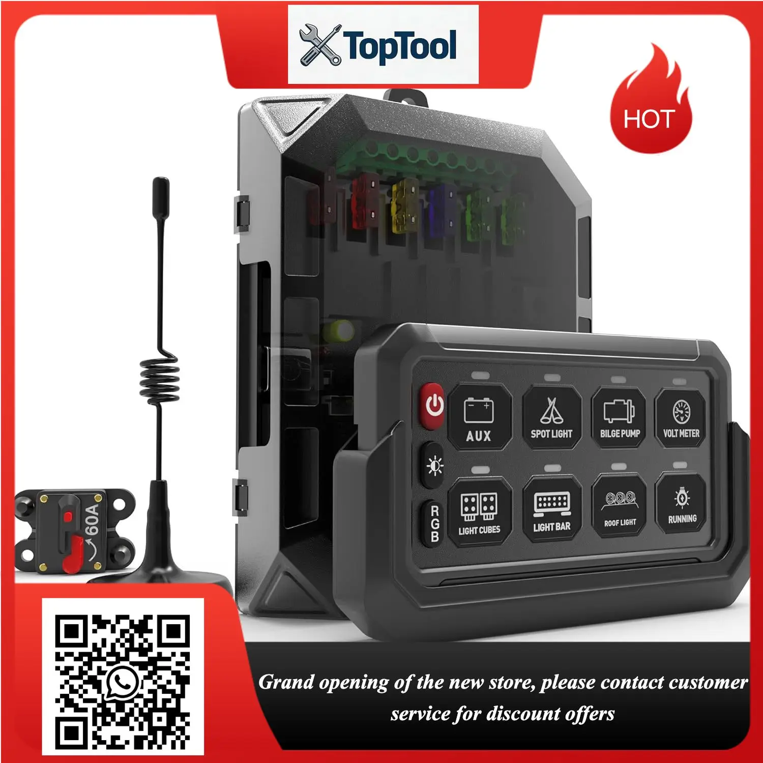 8 Buttons Wireless RGB Touch Switch Panel Multi-channel Touch Control Dimmer Panel for RV Camper Yacht Marine Refitting