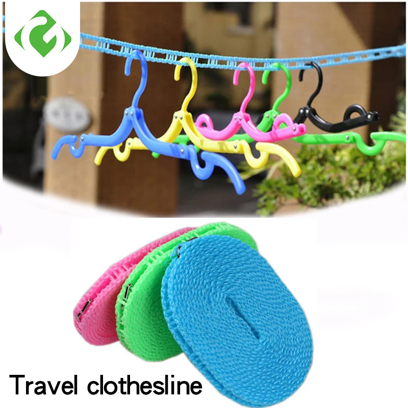 GUANYA OOutdoor Windproof Clothesline Travel Retractable Rope Washing Line,  Camping Drying Clothes Hanger Rack Line 5M/3M