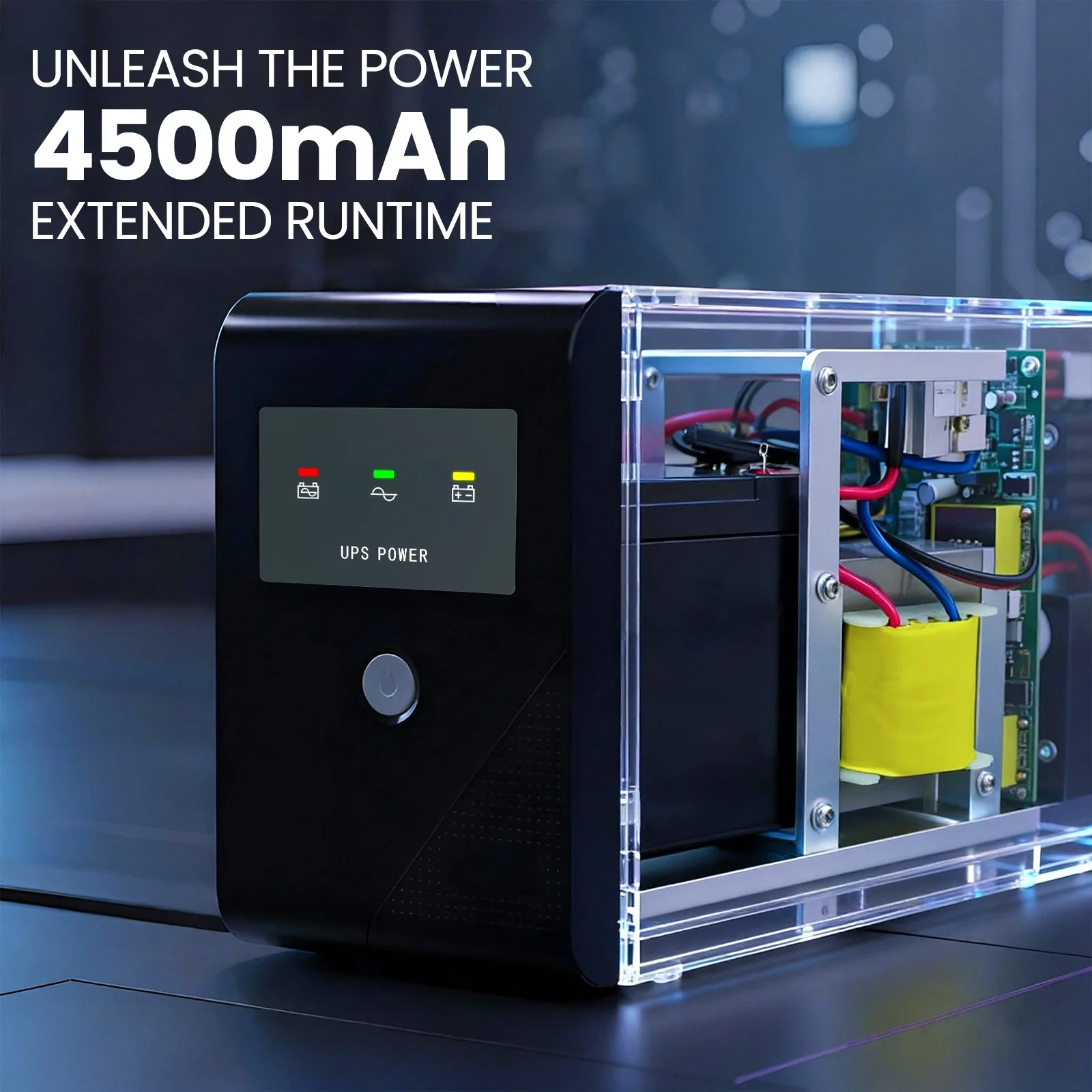 500VA UPS مصدر الطاقة 300 واط 4500 مللي أمبير بطارية احتياطية الطاقة غير المنقطعة موجة جيبية نقية مع 3 منافذ للمكتب المنزلي #4