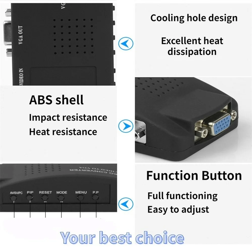 BNC to VGA Video Converter S-video VGA Input to PC VGA Out Adapter Digital Switch Box For PC MACTV Camera DVD DVR