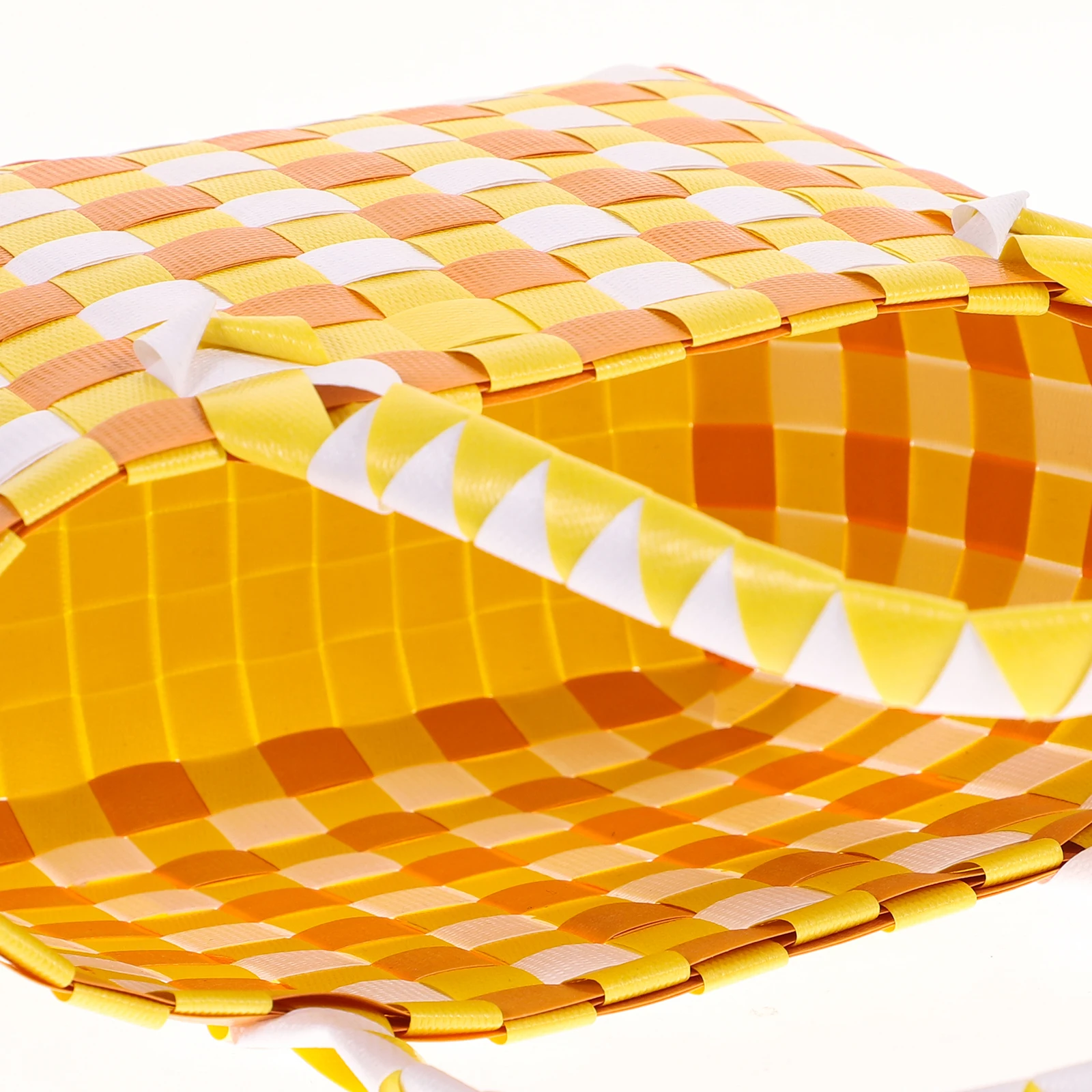 

Portable Woven Storage Basket Premium PVC Material Rustic Style Organizer for Kitchen Fruits Vegetables Picnic Outdoor Family