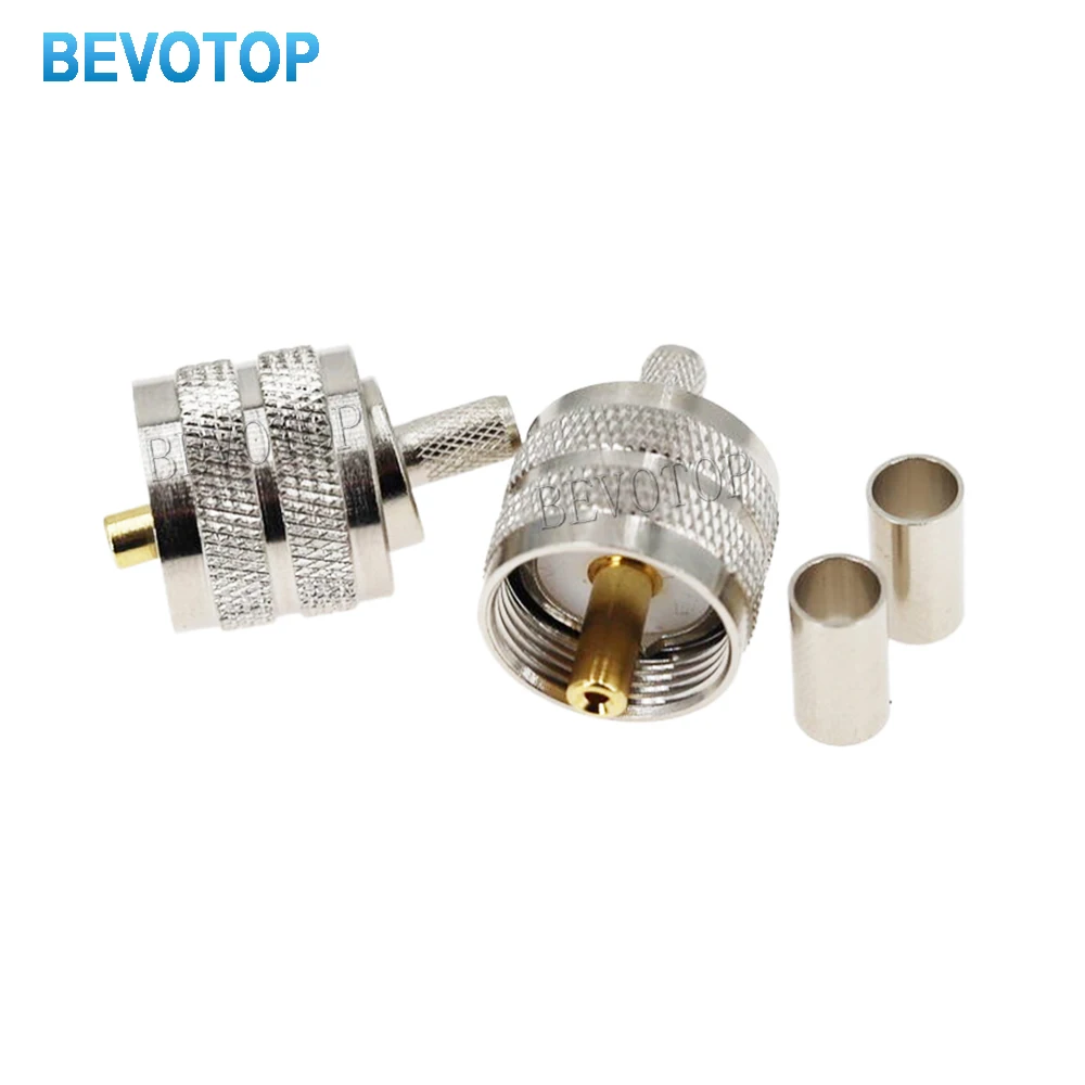 10PCS UHF Male PL259 Plug Crimp RG58/142 LMR195 RG400 Screwed Coupling Connector