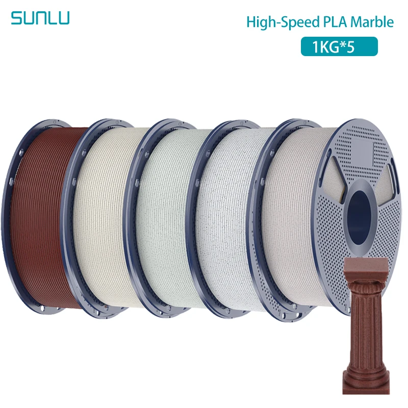 SUNLU High-Speed PLA Marmer Filament 5KG 1,75mm 1kg Spoel (2,2lbs) High Speed Print Filament Geschikt voor de meeste FDM-printers uit EU US UK
