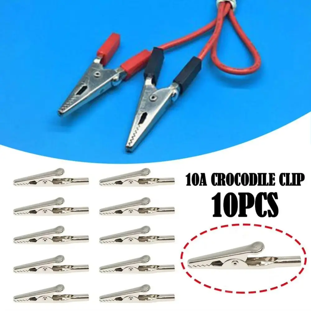10Pcs/Set Durable 51mm 10A Alligator Clips Nickel Plated Single Prong Electrical Test Clip Metal Crocodile Clip Cable Lead