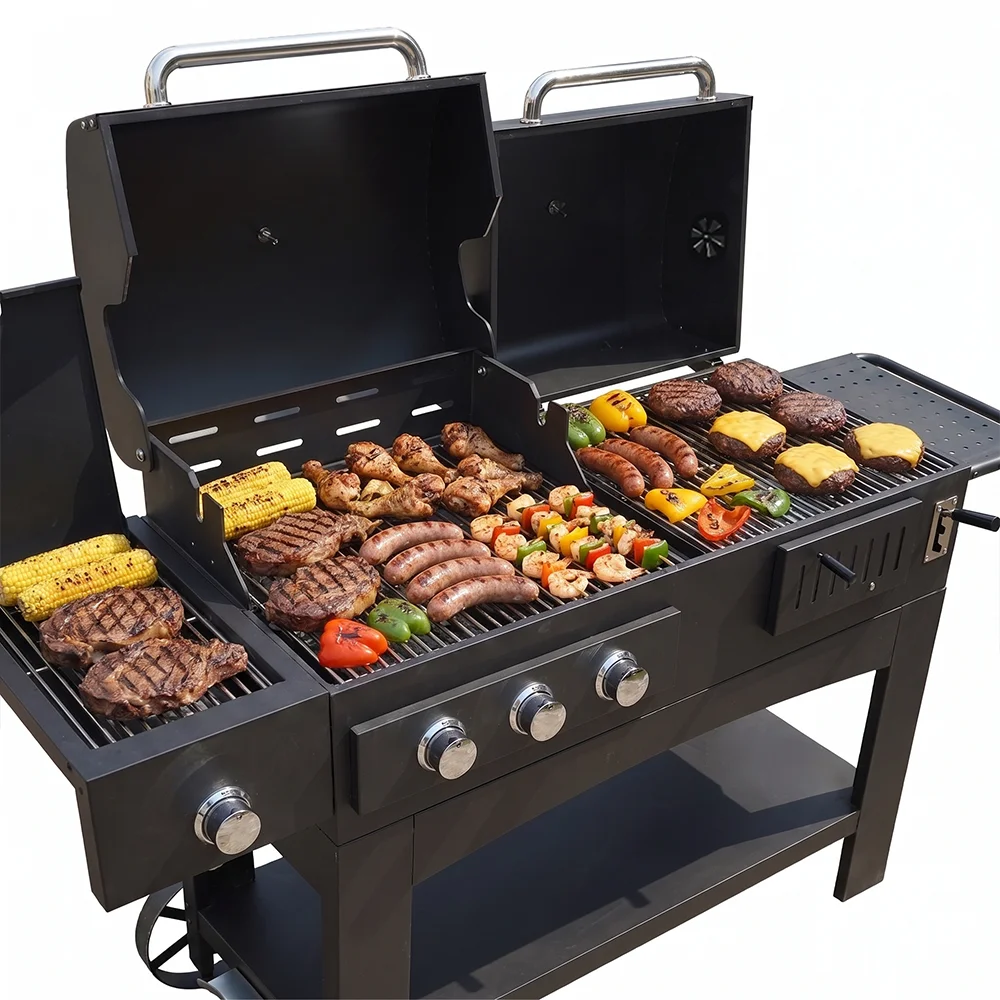 Large multi-purpose carbon steel grill suitable for outdoor garden use